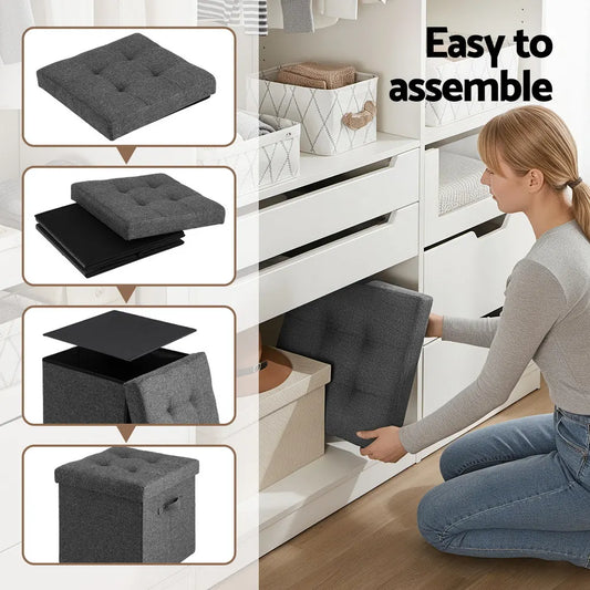 Artiss Storage Ottoman Rest Foot Stool Foldable - Image 4