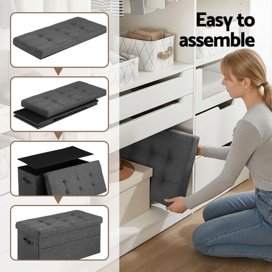 Artiss Storage Ottoman Foot Stool Rest Foldable - Image 5