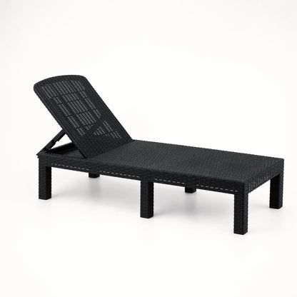 Gardeon Sun Lounge Outdoor Folding Recliner Patio Pool Beach Chair Rattan Black - Image 3