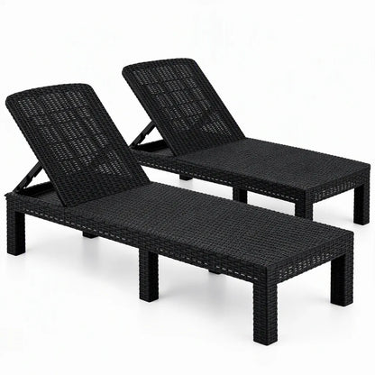 Gardeon 2X Foldable Sun Lounges Outdoor Recliner Patio Beach Chair Rattan Black - Image 4