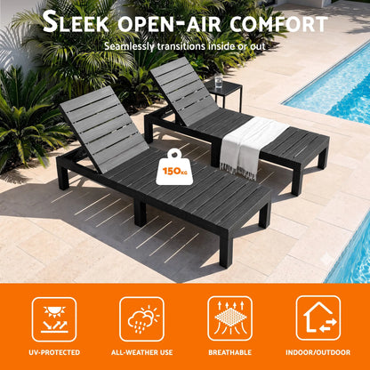 Gardeon Sun Lounge Outdoor Folding Recliner Patio Pool Beach Chair Slatted Black - Image 4