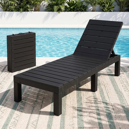 Gardeon Sun Lounge Outdoor Folding Recliner Patio Pool Beach Chair Slatted Black - Image 9