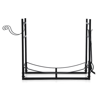Gardeon Firewood Rack 84cm Wood Rack Firewood Storage Indoor Outdoor Black - Image 3