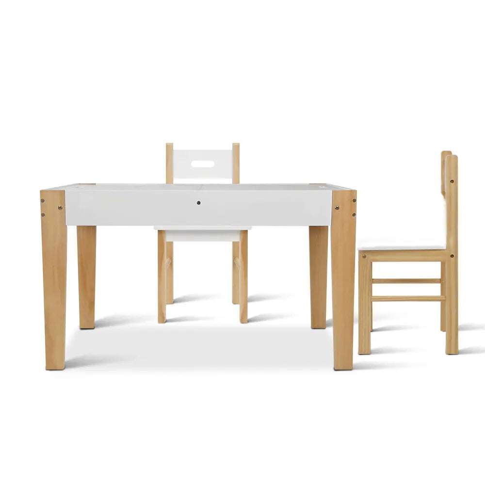 Keezi 3PCS Kids Table and Chairs Set Storage Toys Play Activity Desk Chalkboard - Image 3