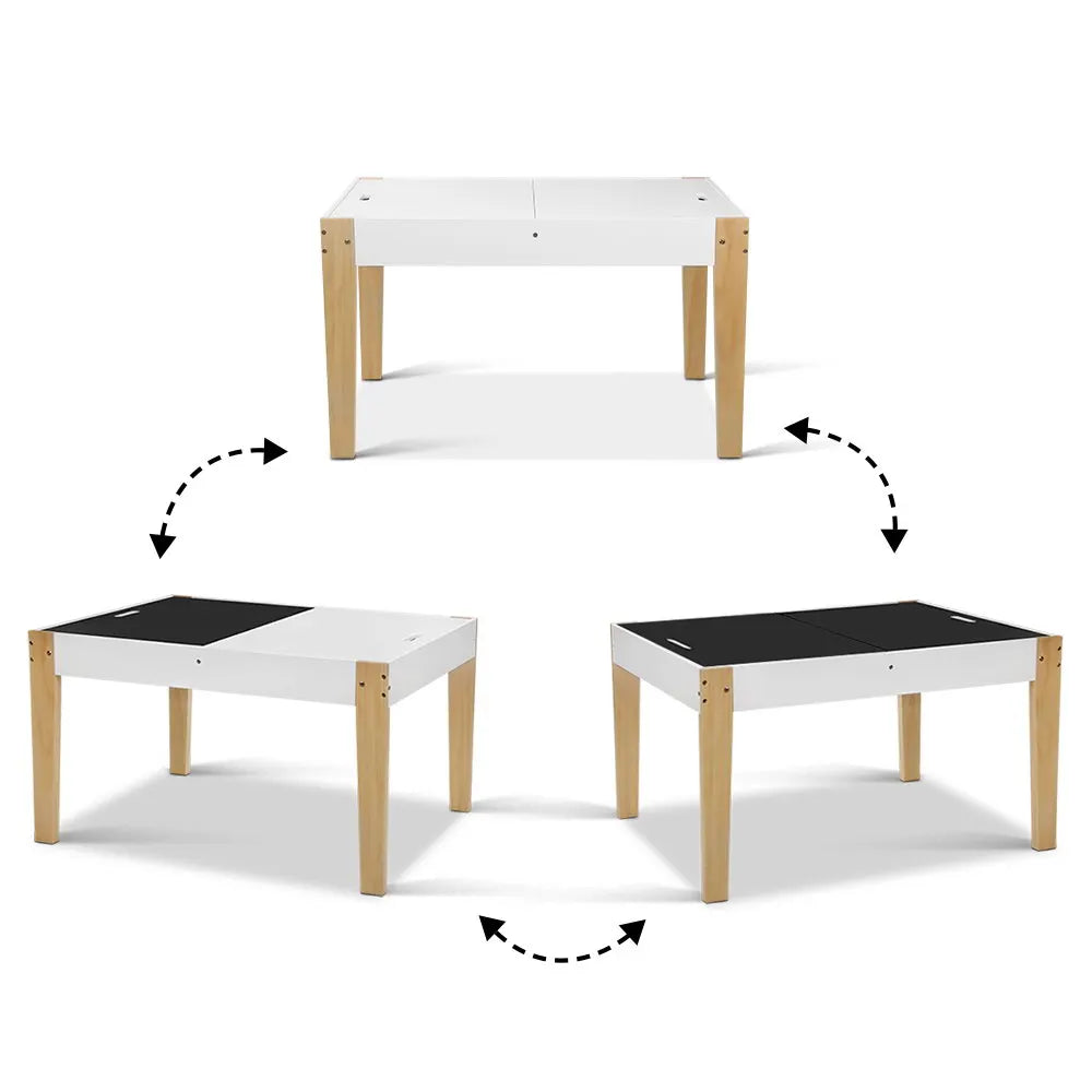 Keezi 3PCS Kids Table and Chairs Set Storage Toys Play Activity Desk Chalkboard - Image 6