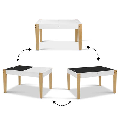 Keezi 3PCS Kids Table and Chairs Set Storage Toys Play Activity Desk Chalkboard - Image 6