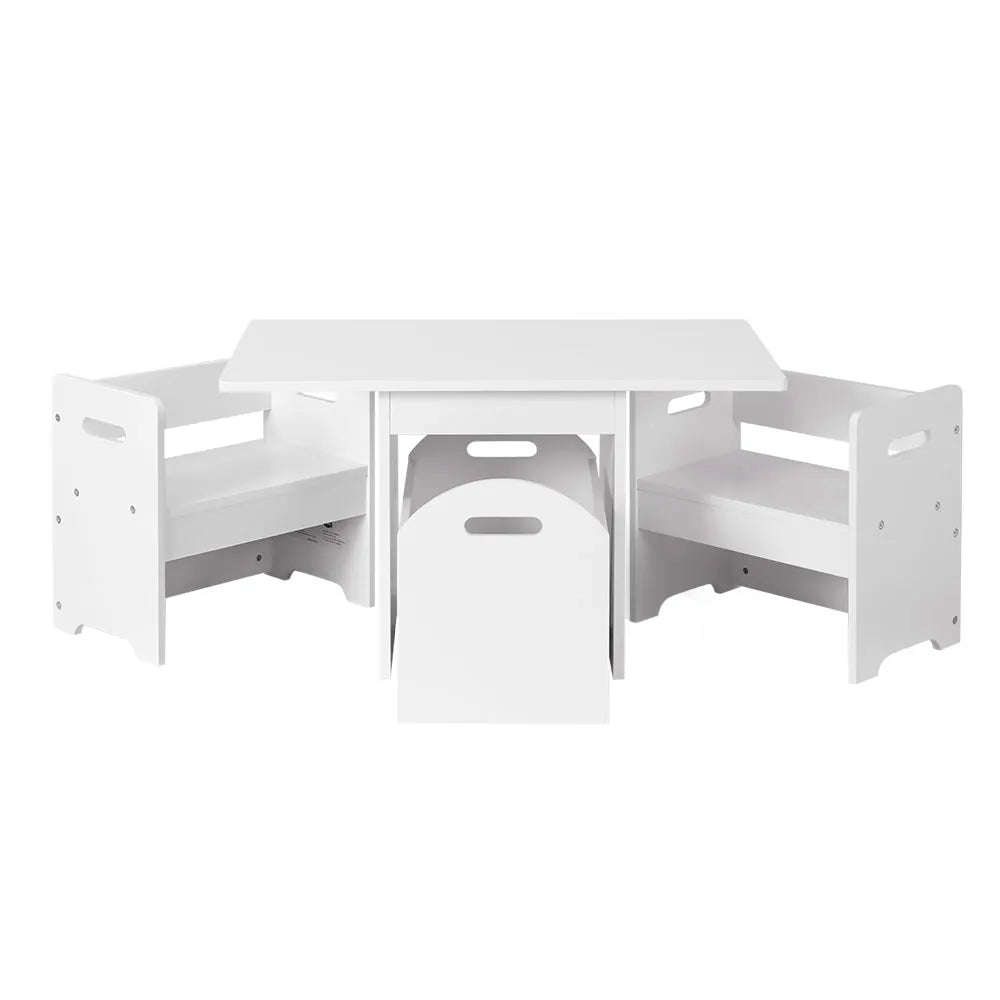 Keezi 3PCS Kids Table and Chairs Set Storage Toys Play Activity Desk - Image 8