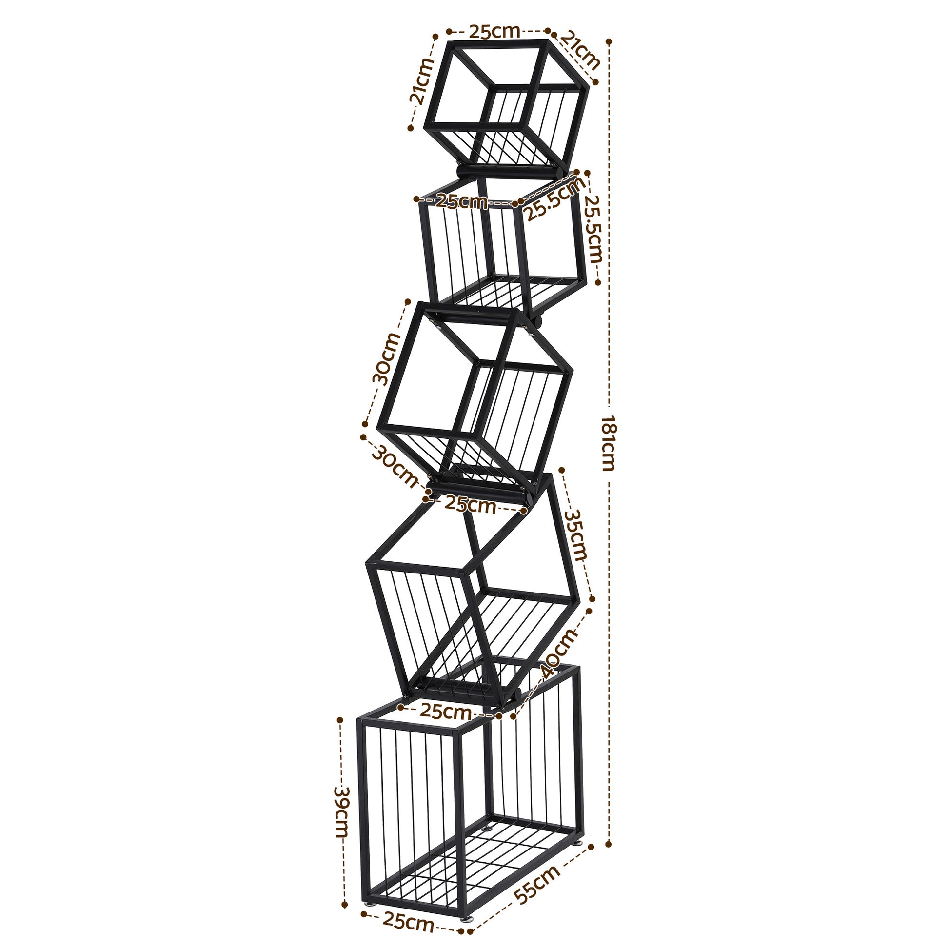 Artiss 5-Tier Bookshelf Metal Geometric Display Shelf Storage Organizer Black - Image 3