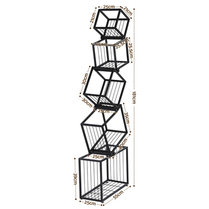 Artiss 5-Tier Bookshelf Metal Geometric Display Shelf Storage Organizer Black - Image 3