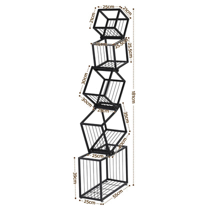 Artiss 5-Tier Bookshelf Metal Geometric Display Shelf Storage Organizer Black - Image 3
