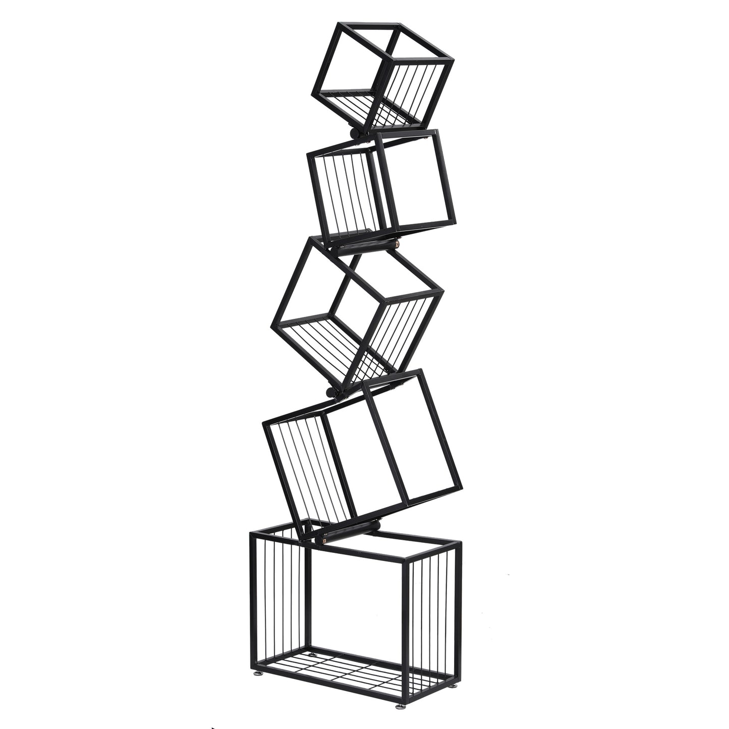 Artiss 5-Tier Bookshelf Metal Geometric Display Shelf Storage Organizer Black - Image 9