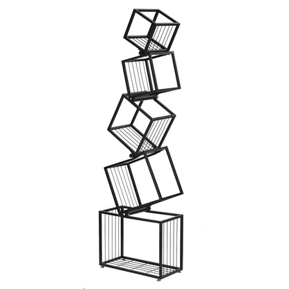 Artiss 5-Tier Bookshelf Metal Geometric Display Shelf Storage Organizer Black - Image 9
