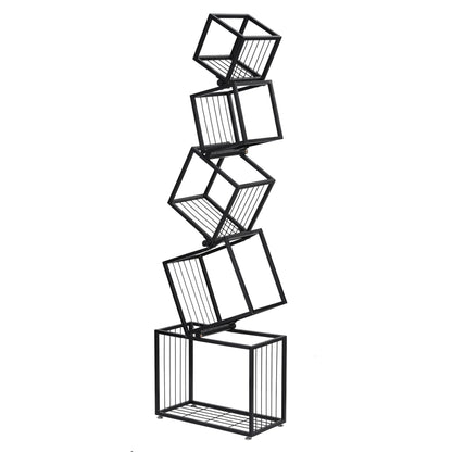 Artiss 5-Tier Bookshelf Metal Geometric Display Shelf Storage Organizer Black - Image 9