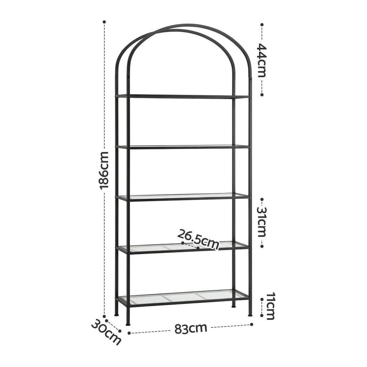 Artiss 5 Tiers Bookshelf Industrial Etagere Bookcase Display Shelf Black - Image 3