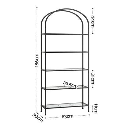 Artiss 5 Tiers Bookshelf Industrial Etagere Bookcase Display Shelf Black - Image 3