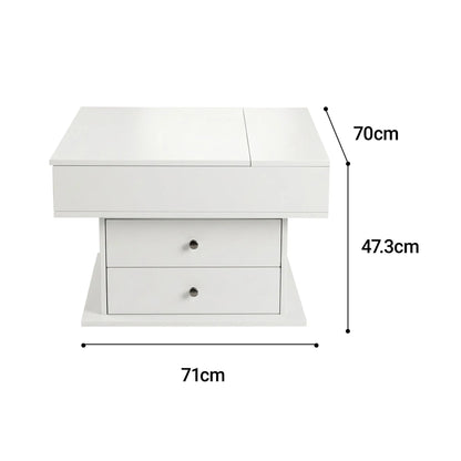 Artiss Lift Top Coffee Table Centre Table with Rotating Top Hidden Storage White - Image 3