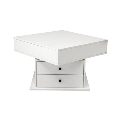 Artiss Lift Top Coffee Table Centre Table with Rotating Top Hidden Storage White - Image 4