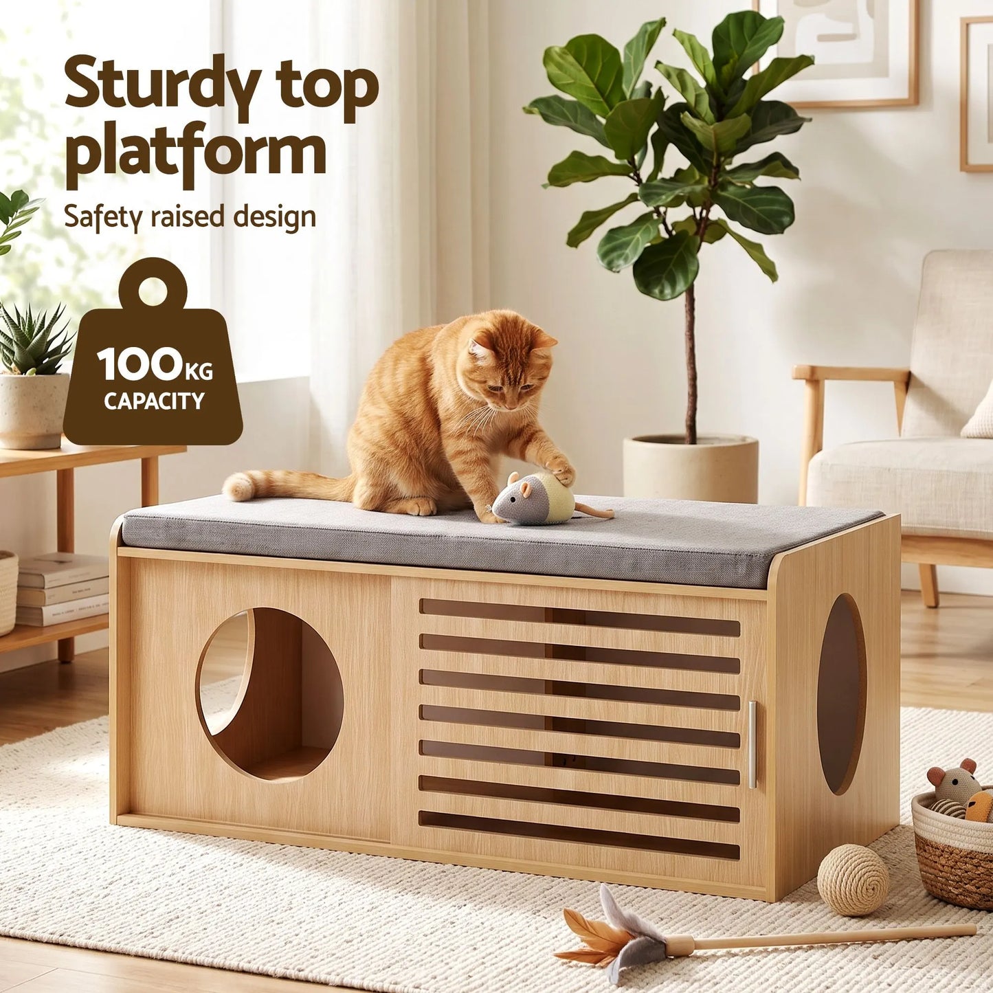 Artiss Pet Ottoman Footrest Bench with MDF Frame 100kg Capacity Natural - Image 5