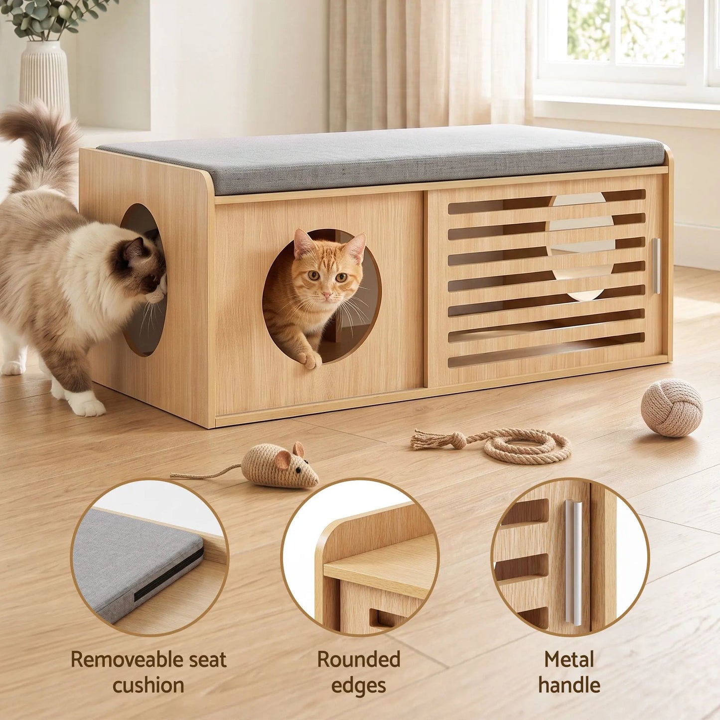 Artiss Pet Ottoman Footrest Bench with MDF Frame 100kg Capacity Natural - Image 7