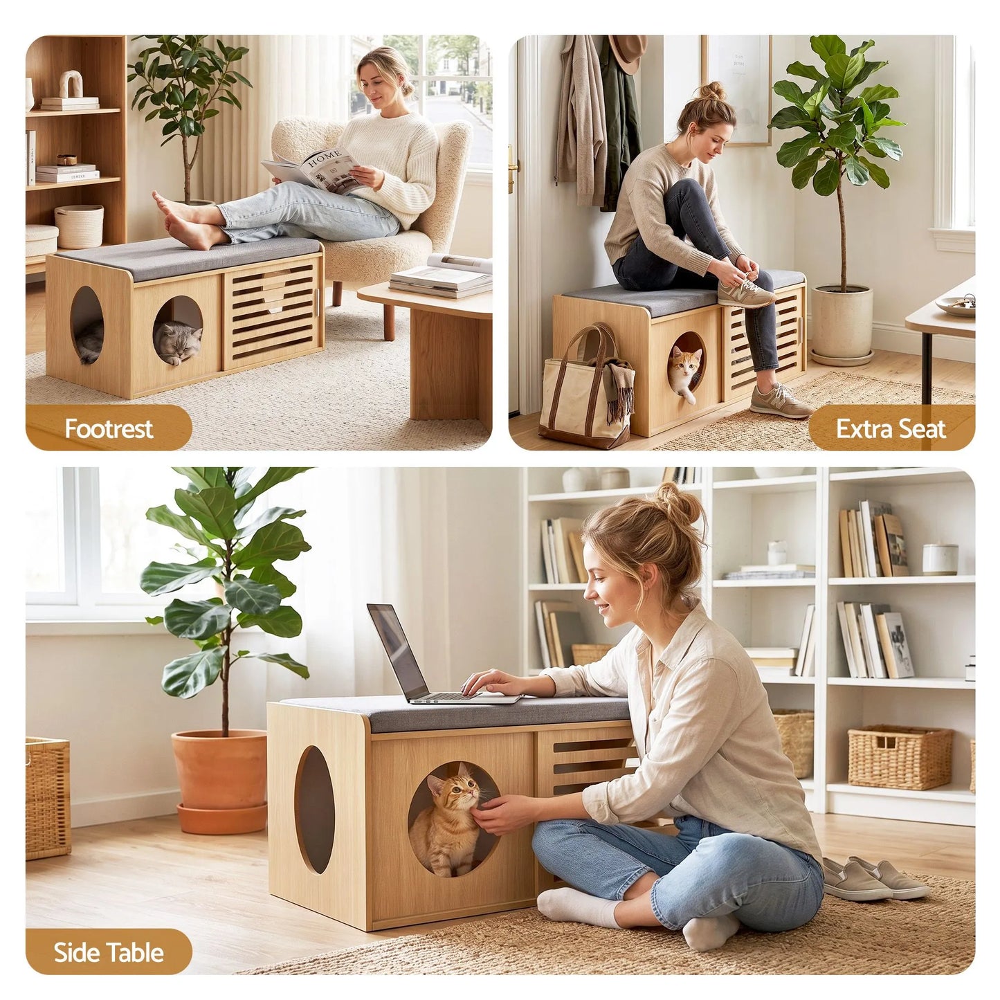 Artiss Pet Ottoman Footrest Bench with MDF Frame 100kg Capacity Natural - Image 8