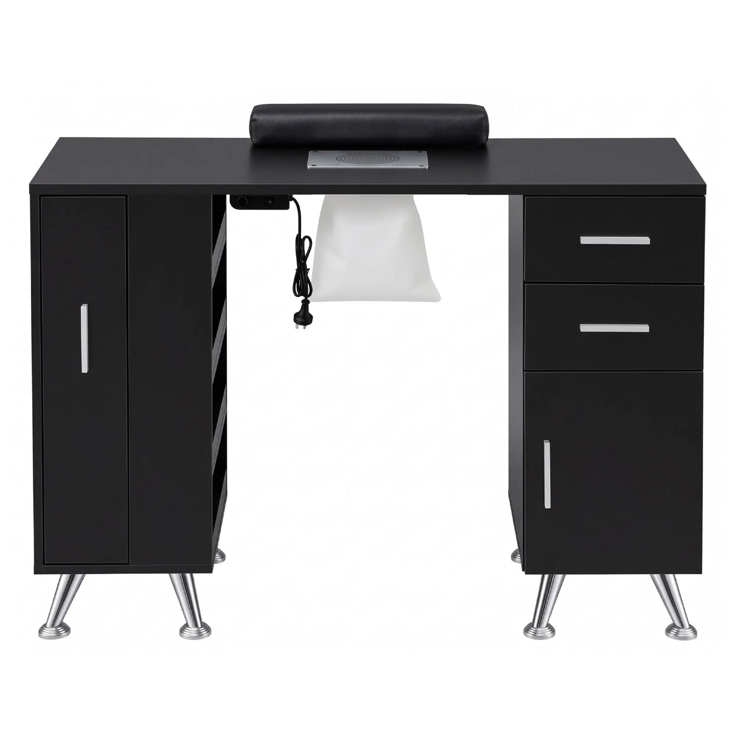 Artiss Manicure Table Nail Desk with Built-in Dust Collector Beauty Salon Station Drawers Shelves Wrist Cushion Black - Image 5