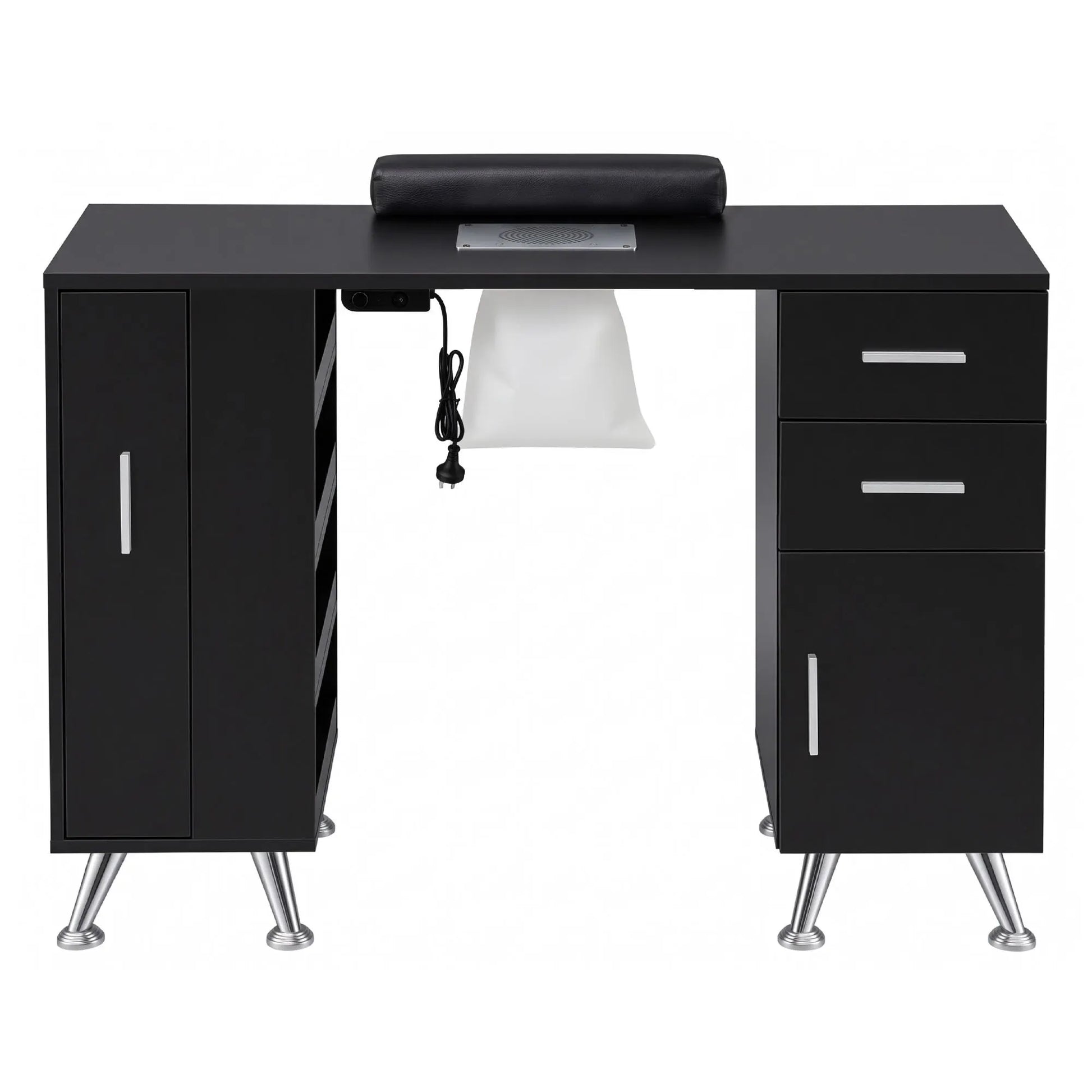 Artiss Manicure Table Nail Desk with Built-in Dust Collector Beauty Salon Station Drawers Shelves Wrist Cushion Black - Image 5