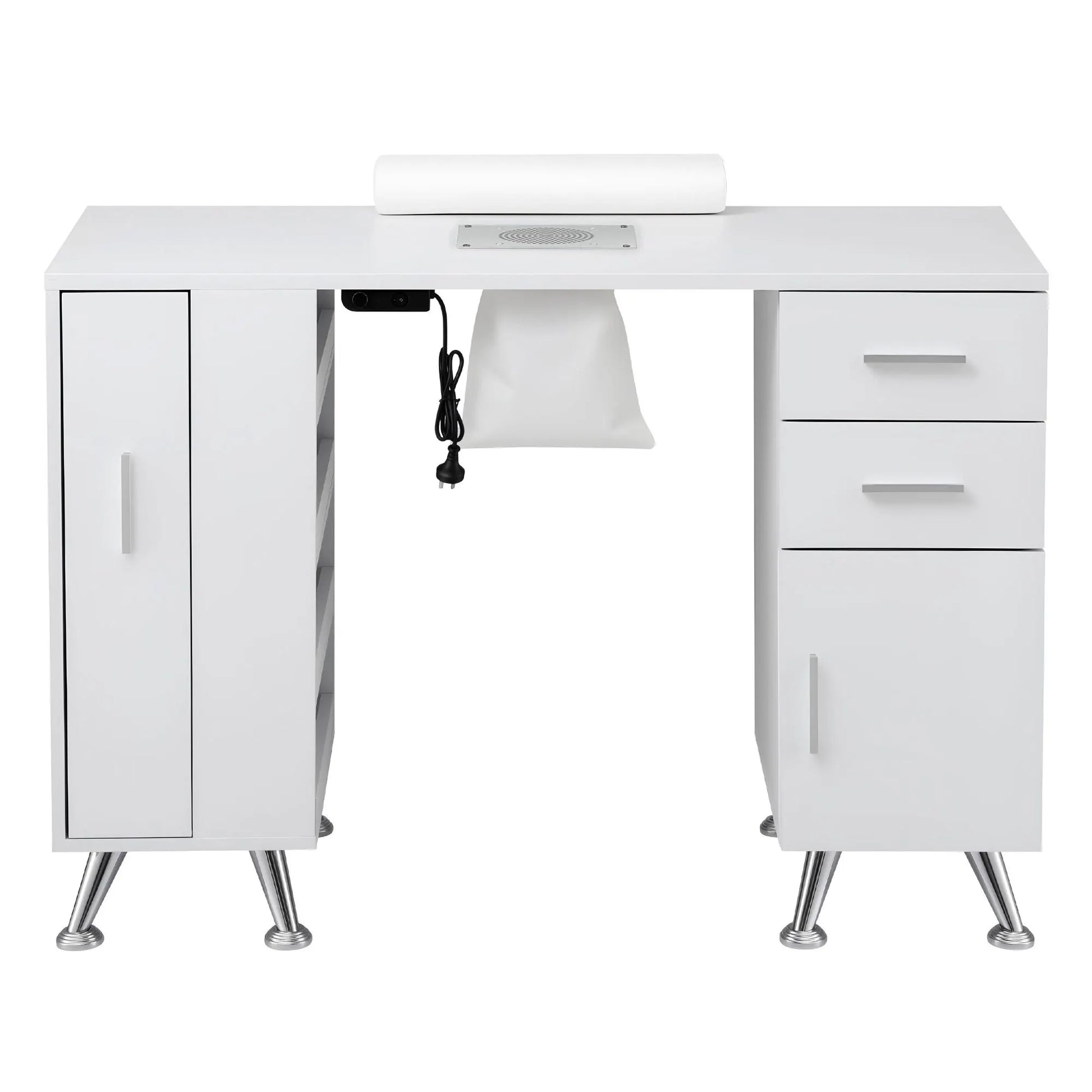 Artiss Manicure Table Nail Desk with Built-in Dust Collector Beauty Salon Station Drawers Shelves Wrist Cushion White - Image 5