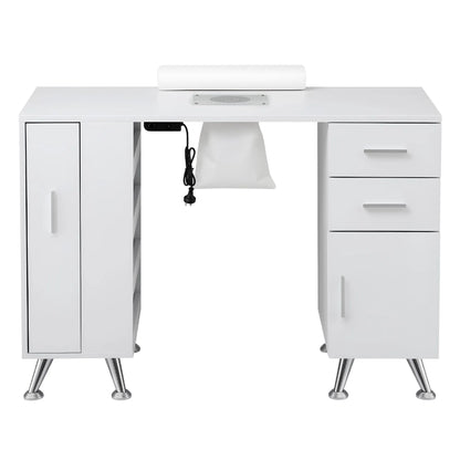 Artiss Manicure Table Nail Desk with Built-in Dust Collector Beauty Salon Station Drawers Shelves Wrist Cushion White - Image 5