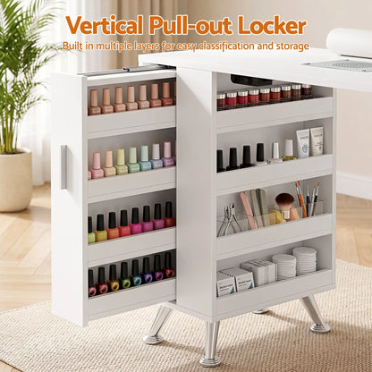 Artiss Manicure Table Nail Desk with Built-in Dust Collector Beauty Salon Station Drawers Shelves Wrist Cushion White - Image 8