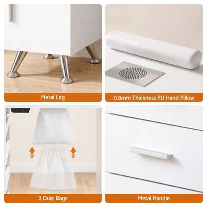 Artiss Manicure Table Nail Desk with Built-in Dust Collector Beauty Salon Station Drawers Shelves Wrist Cushion White - Image 9