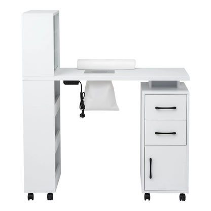 Artiss Manicure Table Nail Desk with Built-in Dust Collector Beauty Salon Station Drawers Shelves Wrist Cushion White - Image 5