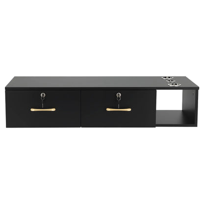Artiss Wall Mounted Salon Station Cabinet, Hair Styling Station with 2 Lockable Drawers & 3 Appliance Holders, Wooden Barber Spa Equipment for Vanity, Black - Image 5