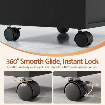 Artiss Professional Salon Station Rolling Cart, Hair Styling Beauty Cabinet with 2 Drawers, Large Supply Cabinet & 3 Appliance Holders, Wood Barber Spa Trolley with 360° Wheels for Skincare & Vanity, Black - Image 9