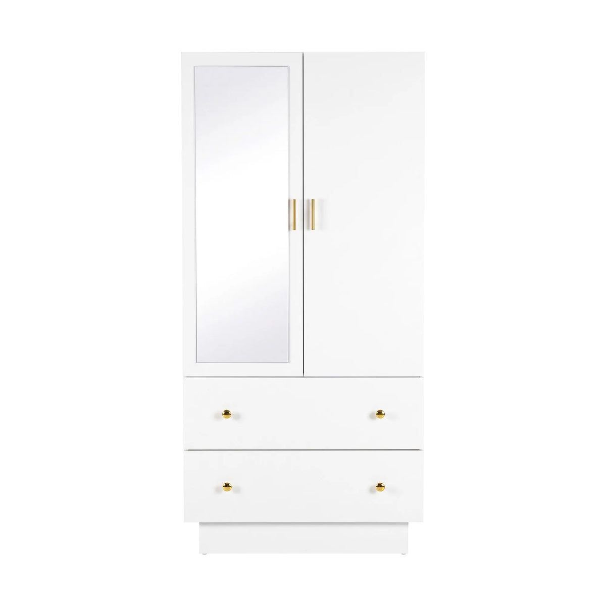 Artiss LED Wardrobe Cabinet Clothes Storage with Mirror 2 Drawers Hanging Rail - Image 5
