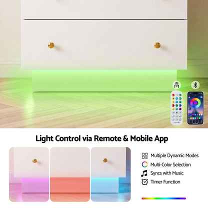 Artiss LED Wardrobe Cabinet Clothes Storage with Mirror 2 Drawers Hanging Rail - Image 6