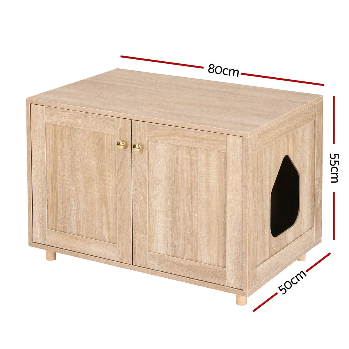 Artiss 2-In-1 Coffee Table Pet Cat House Wooden Side Table Storage Cabinet 80x50x55CM - Image 3
