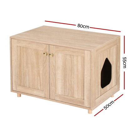 Artiss 2-In-1 Coffee Table Pet Cat House Wooden Side Table Storage Cabinet 80x50x55CM - Image 3