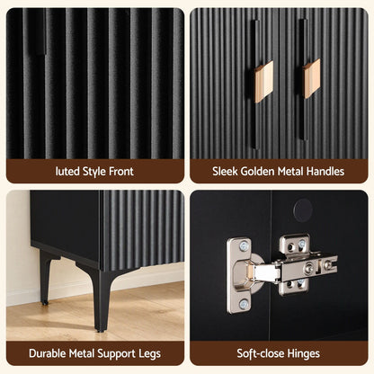 Artiss Shoe Cabinet Fluted Style 25 Pairs Shoe Storage Cupboard Black - Image 9