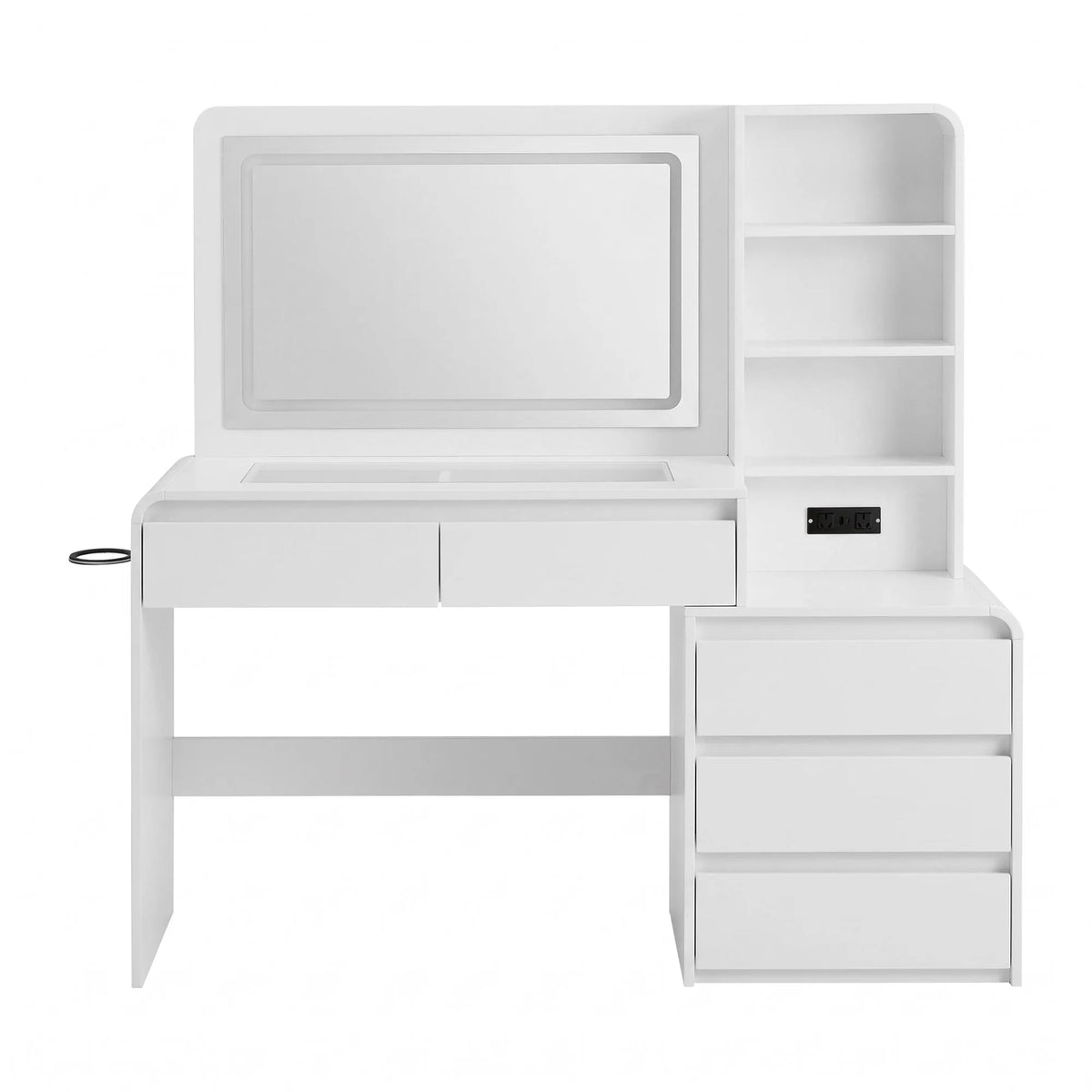 Artiss Dressing Table Makeup Vanity Desk LED Mirror Drawers Charging Station Curved Edge White - Image 5