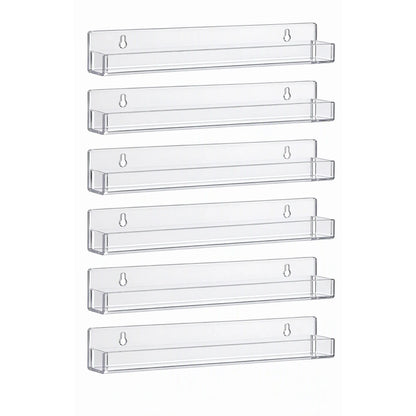 Artiss 6-Pack Acrylic Wall Shelves, Clear Floating Display Shelf with Detachable Panels & Front Lip - Image 2