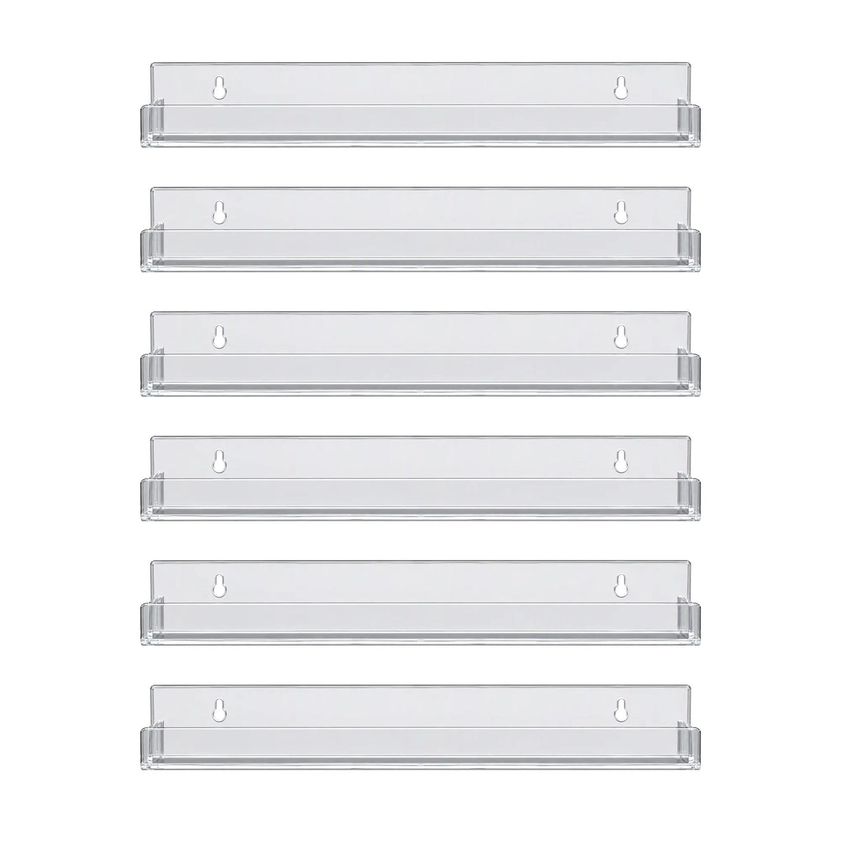 Artiss 6-Pack Acrylic Wall Shelves, Clear Floating Display Shelf with Detachable Panels & Front Lip - Image 4