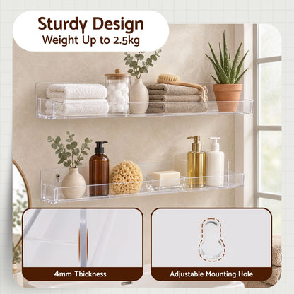 Artiss 6-Pack Acrylic Wall Shelves, Clear Floating Display Shelf with Detachable Panels & Front Lip - Image 6