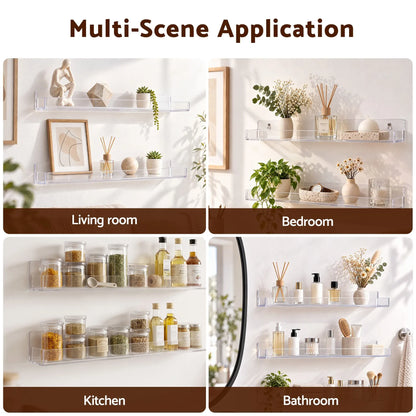 Artiss 6-Pack Acrylic Wall Shelves, Clear Floating Display Shelf with Detachable Panels & Front Lip - Image 8
