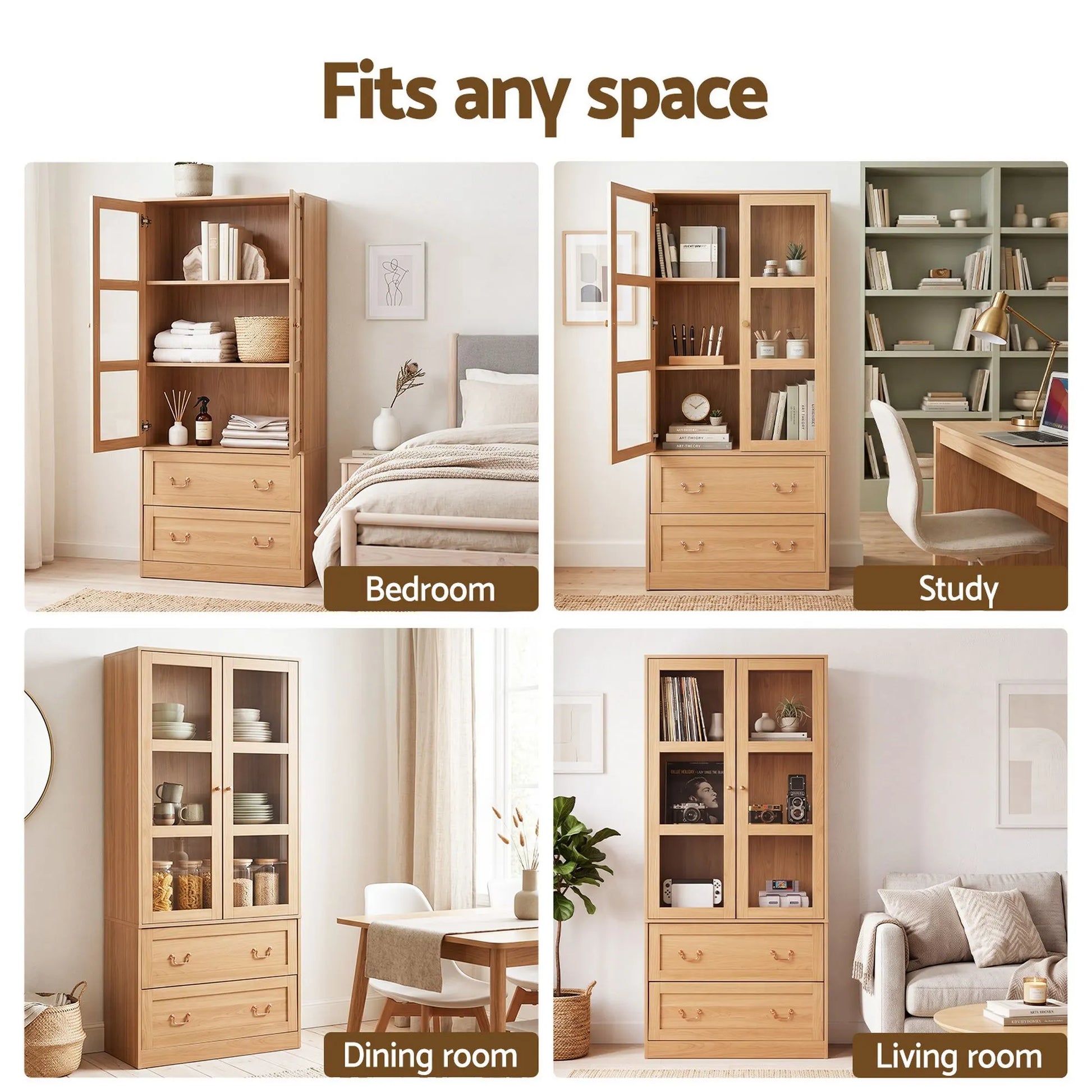Artiss Buffet Sideboard Cabinet 180cm Hutch Storage Kitchen Drawer Door Wood - Image 9