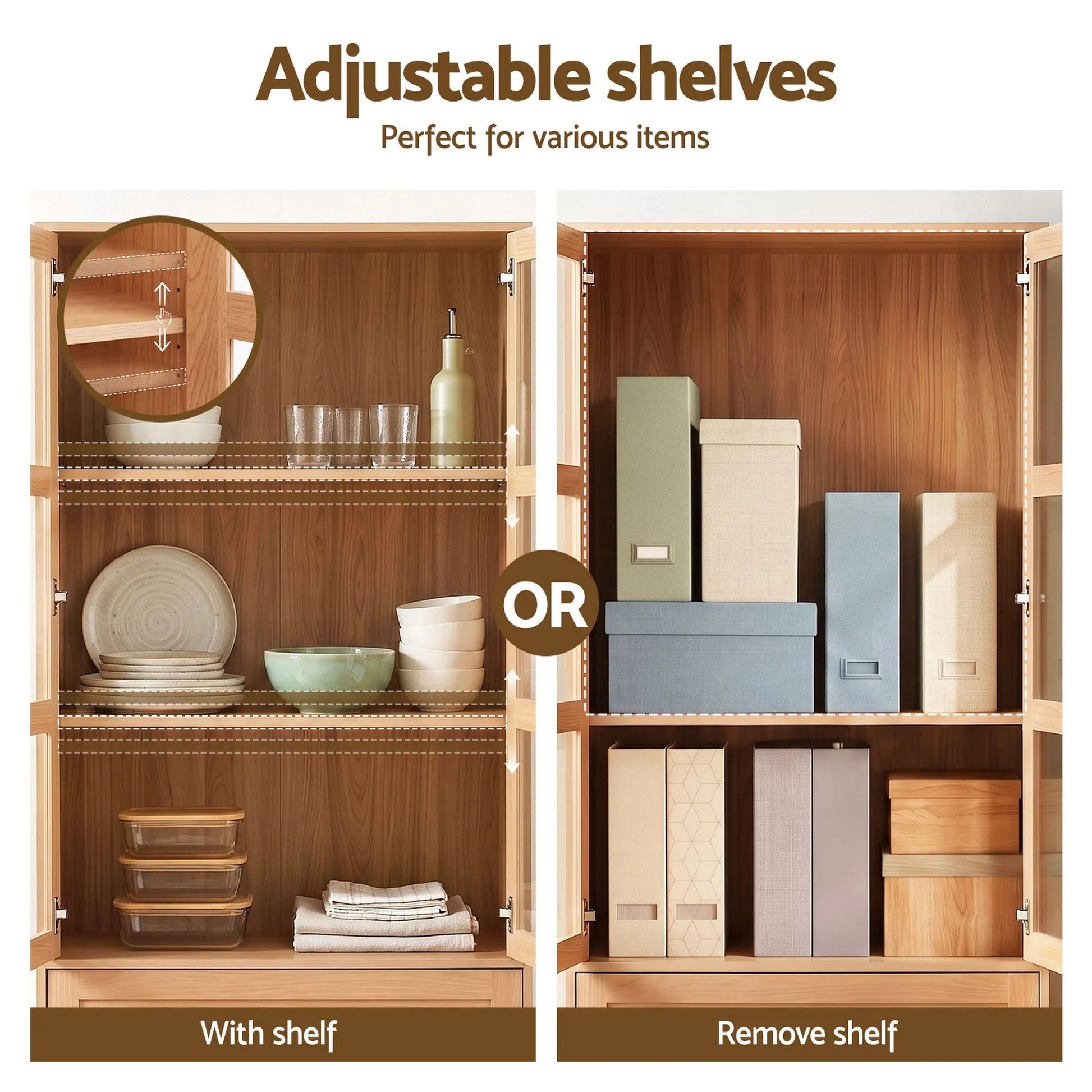 Artiss Buffet Sideboard Cabinets X2 180cm Hutch Storage Kitchen Drawer Door Wood - Image 6