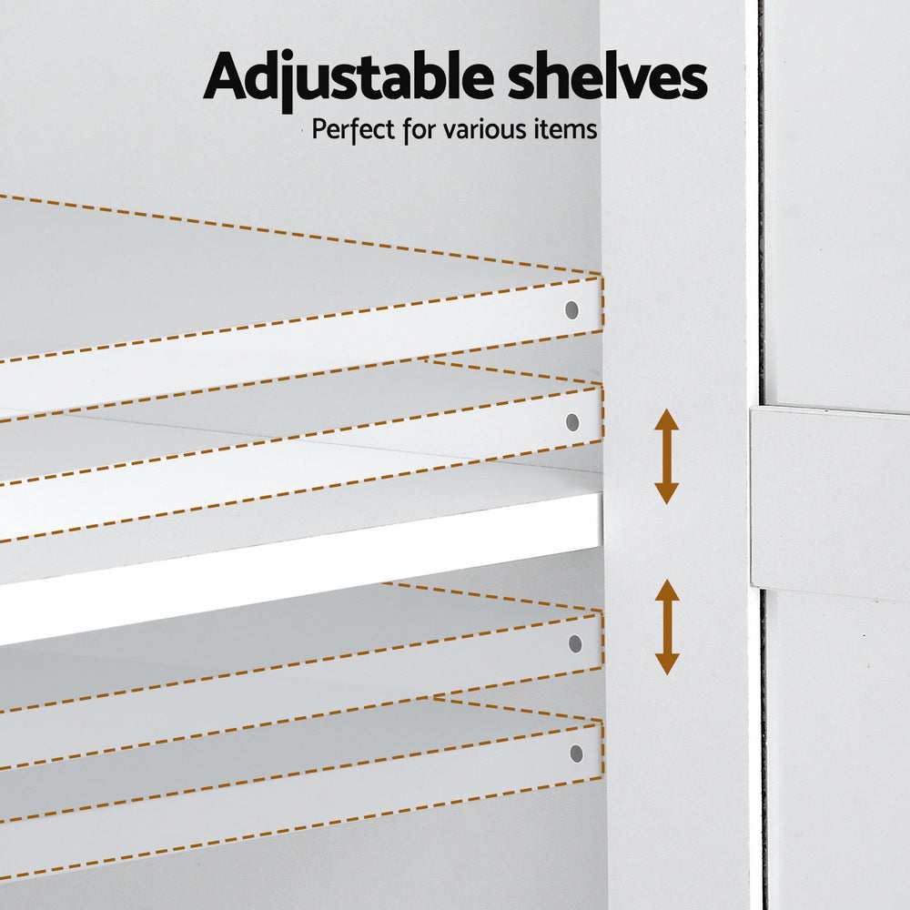 Artiss Buffet Sideboard 180cm Hutch Storage Cabinet Kitchen Drawer Door White - Image 6
