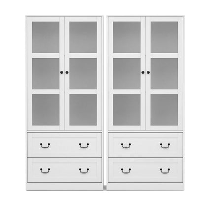Artiss Buffet Sideboard Cabinets X2 180cm Hutch Storage Kitchen Clear Door White - Image 4