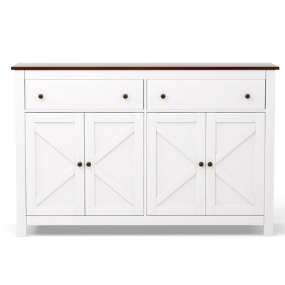 Artiss Buffet Sideboard Storage Cabinet Kitchen Cupboard 2 Drawers 140CM White - Image 4