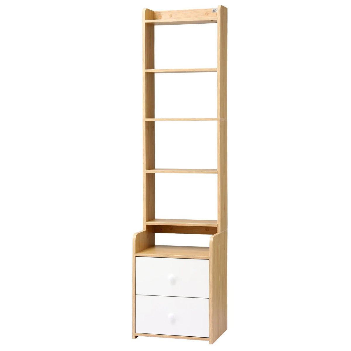 Artiss 6 Tiers Bookshelf with 2 Drawer Storage Shelf Pine - Image 5
