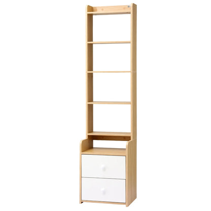 Artiss 6 Tiers Bookshelf with 2 Drawer Storage Shelf Pine - Image 5